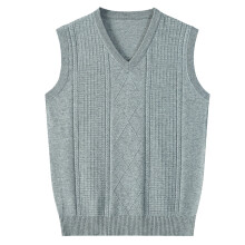 Men's V-neck sweater vest solid color knitted1pc