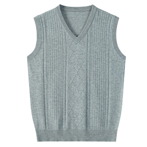 Men's V-neck sweater vest solid color knitted1pc