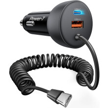 90W billaddare USB-C3-port med 1,2 meter spiralkabel