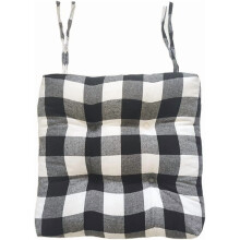 Stoelkussen met buffelruitpatroon, 16x16 inch, zwart-wit