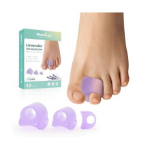 Toe Separator for Overlapping Toes – 12-Pack, Multi-Size Beige Toe Spacers for Bunions & Hammer Toes, Compatible with Most Foot Types