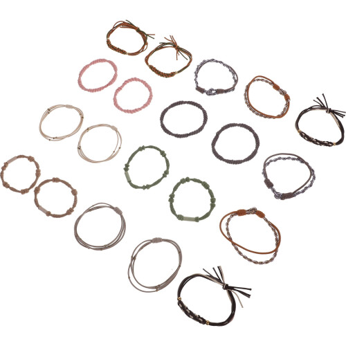 Lot de 20 élastiques à cheveux bohèmes pour queue de cheval, accessoires de voyage
