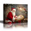 Canvas kunstprint van de Kerstman en het kindje Jezus 1