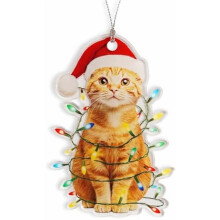 Cute Orange Cat Christmas Ornaments 2025, Light Cat Gifts for Women & Men, Animal Lover Decor, Hanging Tree Ornaments