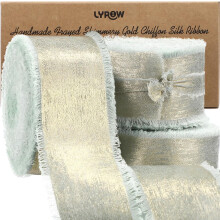 Panglică din șifon auriu strălucitor, 1,5" x 30 yarzi, culoarea șampaniei, pentru cadouri, nunți, proiecte DIY – Compatibilă cu proiecte de