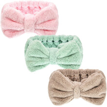 Diadema para lavar la cara, diadema para maquillaje y spa, toalla, cintas para el cabello de rizo, diademas de microfibra con lazo, diadema ajustable