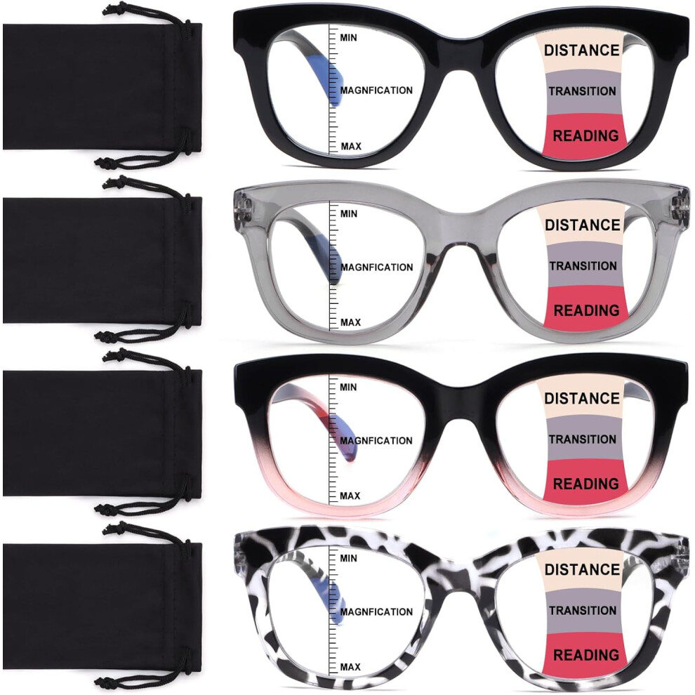 Blue/Light Progressive Multifocus Reading Glasses For Women Men Blocking Computer No Line Multifocal Readers