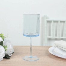 Lot de 6 verres à vin transparents bleu poudré de 30 cl avec pied long – Idéaux pour les mariages, les fêtes, les événements et les bars à