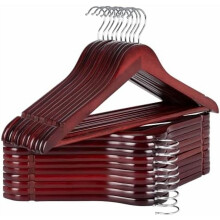Lot de 20 cintres en bois, pour manteaux, chemises, vestes, pantalons et costumes, couleur cerisier foncé.