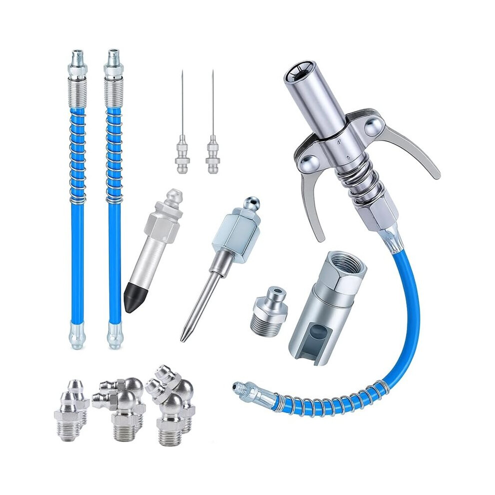 14Pcs Accessory Kit, 12" Hose,Needle Dispenser,Hydraulic Couplers & Rubber Tip Nozzle For Tractor,Automotive & Machinery 6031192252988