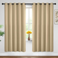 Blackout Curtains Room Darkening Thermal Insulated Window Panels,Solid Grommet Top Drapes for Bedroom/Living Room(62Wx72L, Beige, 2 Panels)