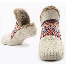Chaussettes-chaussons pour homme : Chaussettes d'hiver chaudes et moelleuses, chaussettes thermiques confortables et antidérapantes en polaire, 1