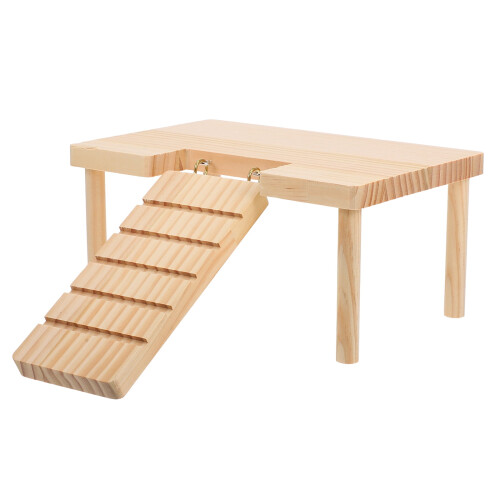 Træplatform til små dyr med stige 24x16x13,5 cm