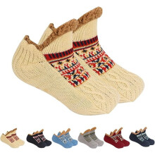 Chaussettes-chaussons doublées en polaire pour femmes et hommes - Chaussons d'hiver antidérapants, chaussettes confortables pour la maison, le