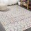 Boho vintage diamond area rug ivory multi 4x6 ft 1