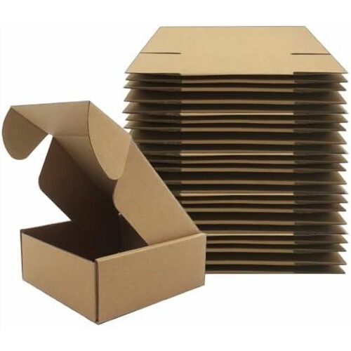 Κουτιά Αποστολής 5x5x2" (25 τεμάχια), Καφέ Κυματοειδή Κουτιά Αποστολής για Μικρές