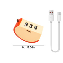 3-poorts USB-hub/splitter – Fruitvormig, opladen en gegevensoverdracht, draagbaar voor laptop/pc/USB-stick/toetsenbord/muis – Compatibel met
