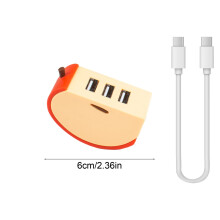 3-poorts USB-hub/splitter – fruitvormig, opladen en gegevensoverdracht, draagbaar voor laptop/pc, compatibel met USB-stick, toetsenbord en muis