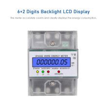 Compteur d'énergie triphasé à 4 fils 220/380 V, 5–80 A, montage sur rail DIN, écran LCD rétroéclairé, mesure en kWh
