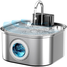 Water Fountain Stainless 3.2L/108oz, Operated Pet Fountain with 3 Modes, Cordless Pet Water Dispenser for Cats and Dogs