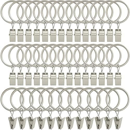 Inele de perdea argintii mate, cu diametrul de 3,8 cm, pachet de 40