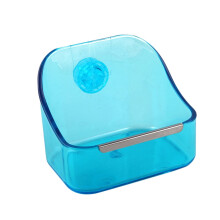 Blue Plastic Pet Food Bowl for Rabbit Chinchilla Guinea Pig Strong Screw Mount