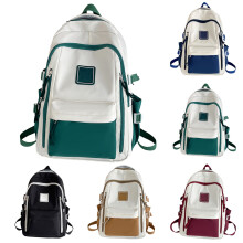 Trendy rugzak voor dames en heren met grote capaciteit, meerdere ritsen, laptoptas, schooltas, studententas, zwarte laptoptas met kleurblokken
