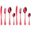 2 Sets Stainless Steel Tableware Spoon Fork Cutter Set Home Tableware (Red) 1