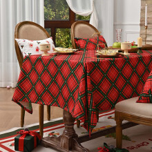 Toalha de mesa retangular de Natal, estampa vintage de árvore de inverno em poliéster – ideal para cozinha, piquenique e festas.