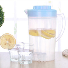 Pichet de 2 litres en plastique transparent sans BPA avec couvercle et bec verseur, pour thé, jus et eau chaude ou froide – Z-4-Bleu