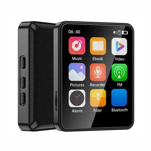 Reprodutor de MP3/MP4 com tela sensível ao toque de 2,4 polegadas, Bluetooth e FM.