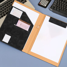 XIAOLE Leather Padfolio Clipboard Folder, Multi-Function Business Contract Folder with Writing Pad – Black