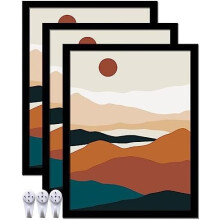 Black 17x22 in Picture Frame Set of 3, High-Transparent for Photo Collage, Canvas, Poster – Wall/Tabletop, Horizontal/Vertical Compatible
