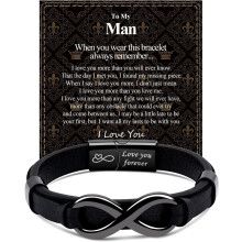 Bracelet en cuir pour homme avec nœud infini – Noir ou marron