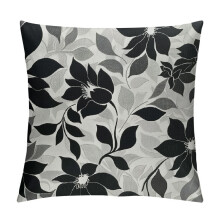 Zwarte en grijze kussenslopen van 18x18 cm – Dahlia Geometrisch Bloemenpatroon, Geschikt voor binnen- en buitengebruik, compatibel met standaard