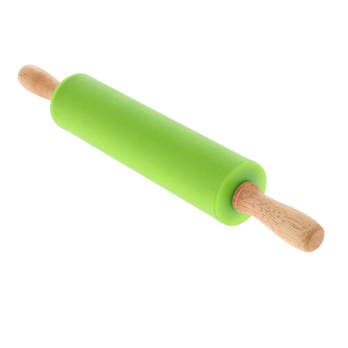 Rodillo de silicona con mango de madera