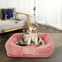 FAMTKT Plüsch-Beruhigungsbett für Hunde – Gemütliches, wärmendes Kuschelbett für kleine/mittelgroße Hunde und Katzen, 40 x 30 x 12 cm,