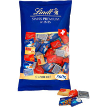 LINDT Napolitanas Suizas, contiene un surtido de minitabletas de chocolate envueltas individualmente, chocolate con leche, de chocolate blanco,chocola