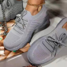 Trampki damskie, letnie, duże rozmiary, modne, codzienne, siateczkowe, oddychające, damskie buty sportowe w kolorze szarym, rozmiar US 6