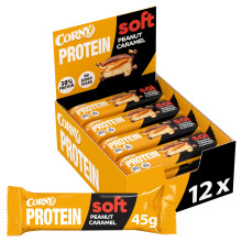 Barritas de Prote?nas, Corny Protein, Soft Chocolate y Cacahuetes Sabor Caramelo, 13,5 gr de Prote?nas, 0% Az?cares A?adidos - Pack 12x45 g Taste the