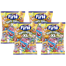 Fini Happy Party | Mix de Piruletas, Chicles y Gominolas, Surtido de Dulces, Caramelos de Goma, Caramelos Duro y Chicles - 500 gr (Paquete de 4)