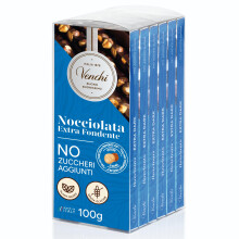 Venchi - Kit de 6 tabletas de chocolate con avellanas extra fondant, 600 g - SIN Az?cares A?adidos - SIN Edulcorantes Artificiales - Sin Gluten - Vega