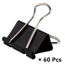 60 Pcs Binder Clips,15mm Secure Grip Clips,Easy Sorting Multi-Use Tool Paper Clips Large,Black