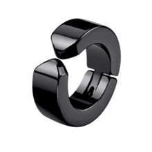 1Pc Men Titanium Steel Round Non-Pierced Ear Cuff Clip Earring Pendant for Party Club