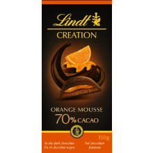 Lindt Creation ? Tableta de chocolate negro 70% cacao con relleno de mousse y coulis de naranja, chocolate Lindt, 150 g (Paquete de 6)