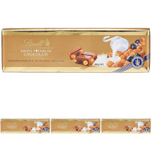 Lindt Tableta de Chocolate con Leche, con Avellanas y Pasas, 300g (Paquete de 4)
