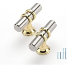 Cabinet Handles and Knobs Brushed Nickel Gold 8 Pack