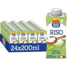 ISOLA BIO - Pack de 24 Unidades de 200 ml de Crema Ecol?gica de Arroz para Cocinar - Sin Az?car A?adido y Sin Gluten - Apta para Consumo Vegano - Indi
