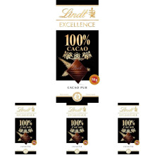 Lindt Excellence Chocolate 100% Cacao, chocolate negro puro sin az?car, sabor intenso y aut?ntico 50 g (Paquete de 4)