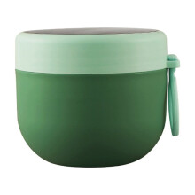 Pote térmico de aço inoxidável de 600 ml com tampa e colher – Recipiente portátil para iogurte, cereais, leite e salada de frutas, verde –